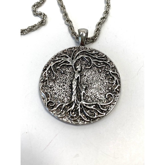 Necklace Tree of Life Mother Child Silver Tone Whimsical - Picture 1 of 5